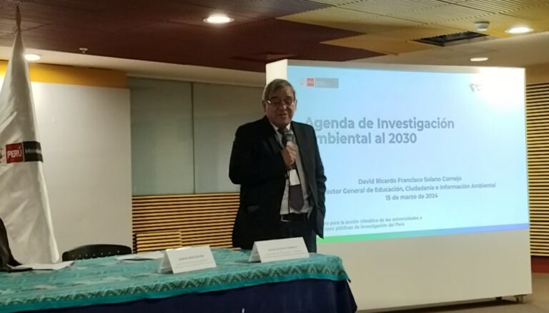 Dirección General de Educación, Ciudadanía e Información Ambiental del Ministerio del Ambiente-MINAM, en el Encuentro para la acción climática de las universidades e instituciones públicas de investigación del Perú